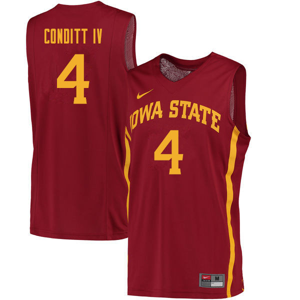 Men #4 George Conditt IV Iowa State Cyclones College Basketball Jerseys Sale-Cardinal - Click Image to Close